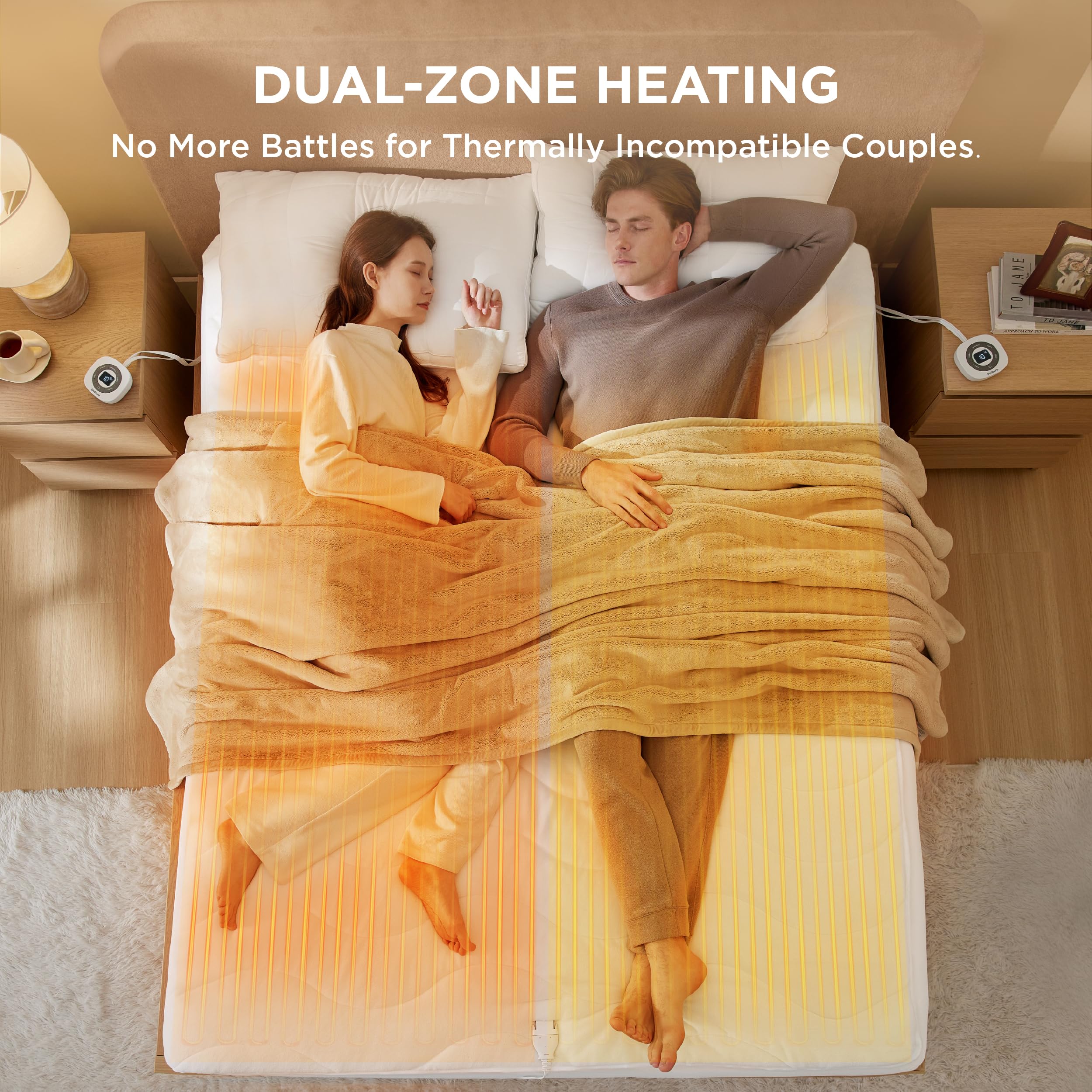 Bedsure Heated Mattress Pad Queen - Bed Warmer With Memory & Preheat Function, 12-Hour Timer & 10 Heat Settings With Dual Contro