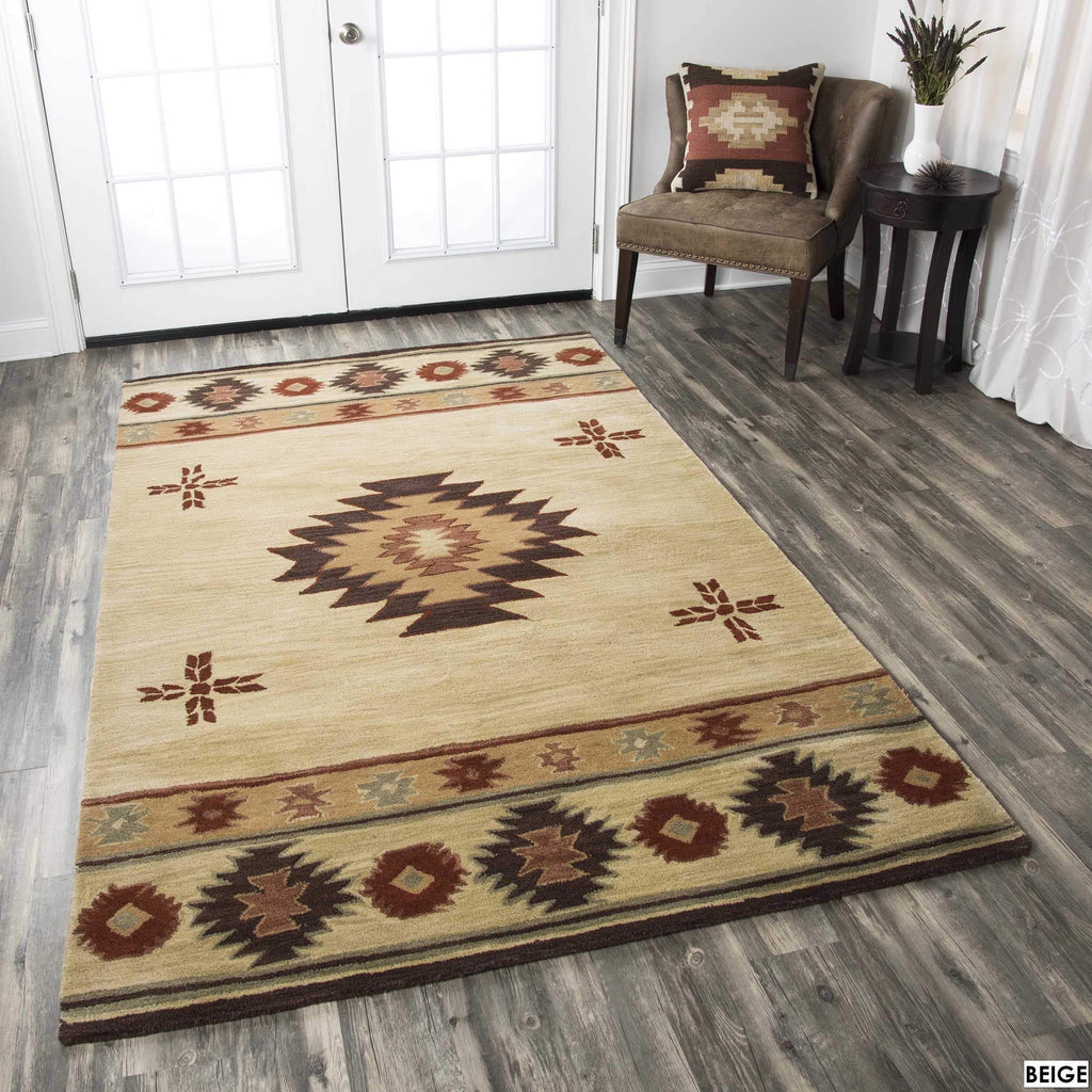 Rizzy Home Alora Decor Ryder 5' X 8' Tribal Gray Blue/Rust/Burgundy/Tan/Khaki Area Rug