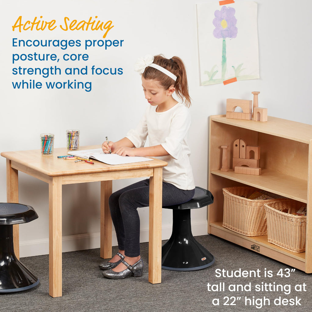 Ecr4Kids Ace Active Core Engagement Wobble Stool, 15-Inch Seat Height, Flexible Seating, Black