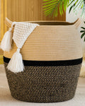 KAKAMAY Woven Baskets for Storage(17''x17''),Large Cotton Rope Basket Baby Laundry Hamper,Collapsible Basket, Blanket Organizing
