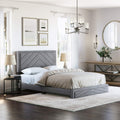 Boyd Sleep Barcelona Upholstered Platform Bed with Headboard and Durable Mattress Foundation with Strong 14 Wood Slat Supports, No BoxSpring Required: King, Gray