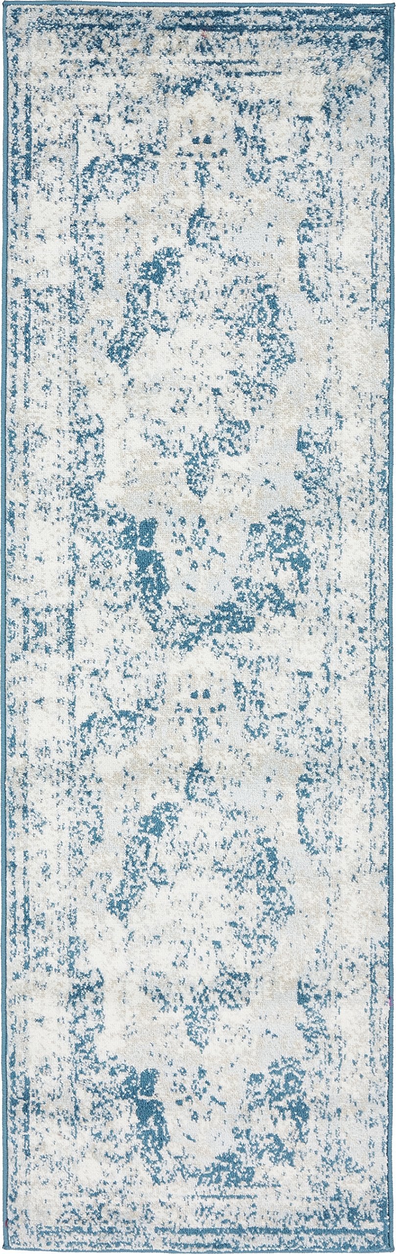 Unique Loom Sofia Collection Area Rug - Salle Garnier (2 x 6 7 Runner, Blue/ Ivory)