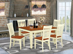 East West Furniture West7-Bmk-W 7 Piece Kitchen Table Set Consist Of A Rectangle Dining Table With Butterfly Leaf And 6 Dining Room Chairs, 42X60 Inch, Buttermilk & Cherry