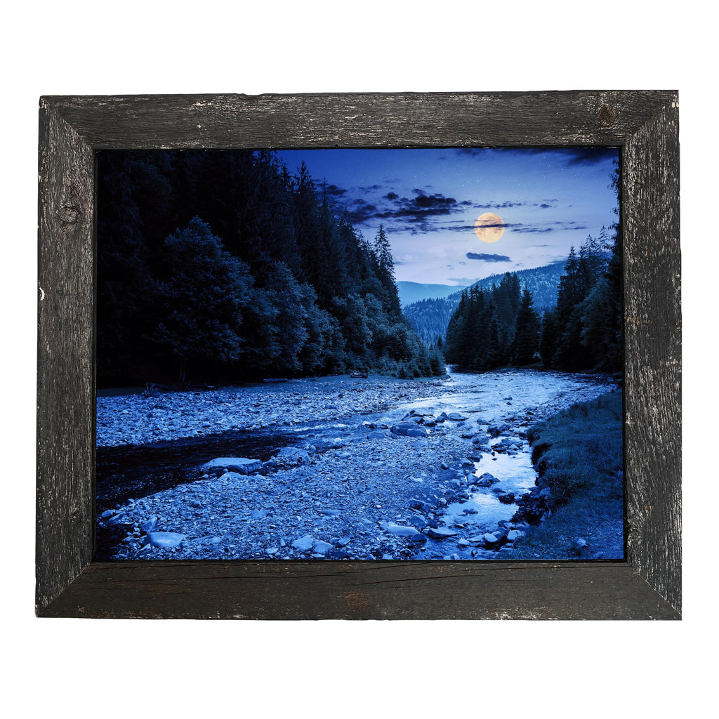 Barnwoodusa | Farmhouse 11X17 Picture Frame | 1 1/2 Inch Molding | 100% Reclaimed Wood | Rustic | Smokey Black