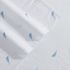 Nautica - Twin Xl Sheets, Cotton Percale Bedding Set, Crisp & Cool, Lightweight & Breathable (Boat Stripe Pale Blue, Twin Xl)