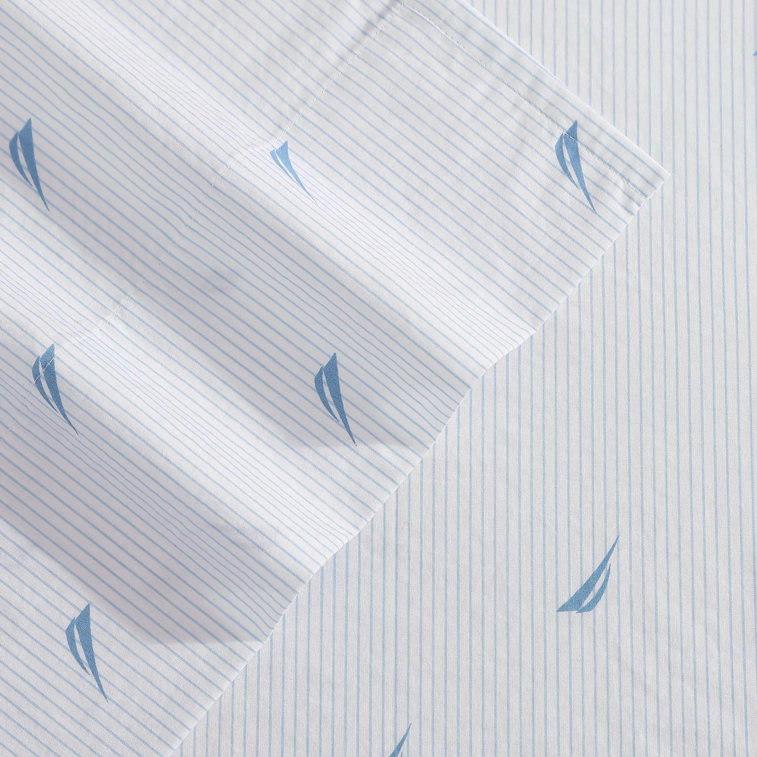 Nautica - Twin Xl Sheets, Cotton Percale Bedding Set, Crisp & Cool, Lightweight & Breathable (Boat Stripe Pale Blue, Twin Xl)