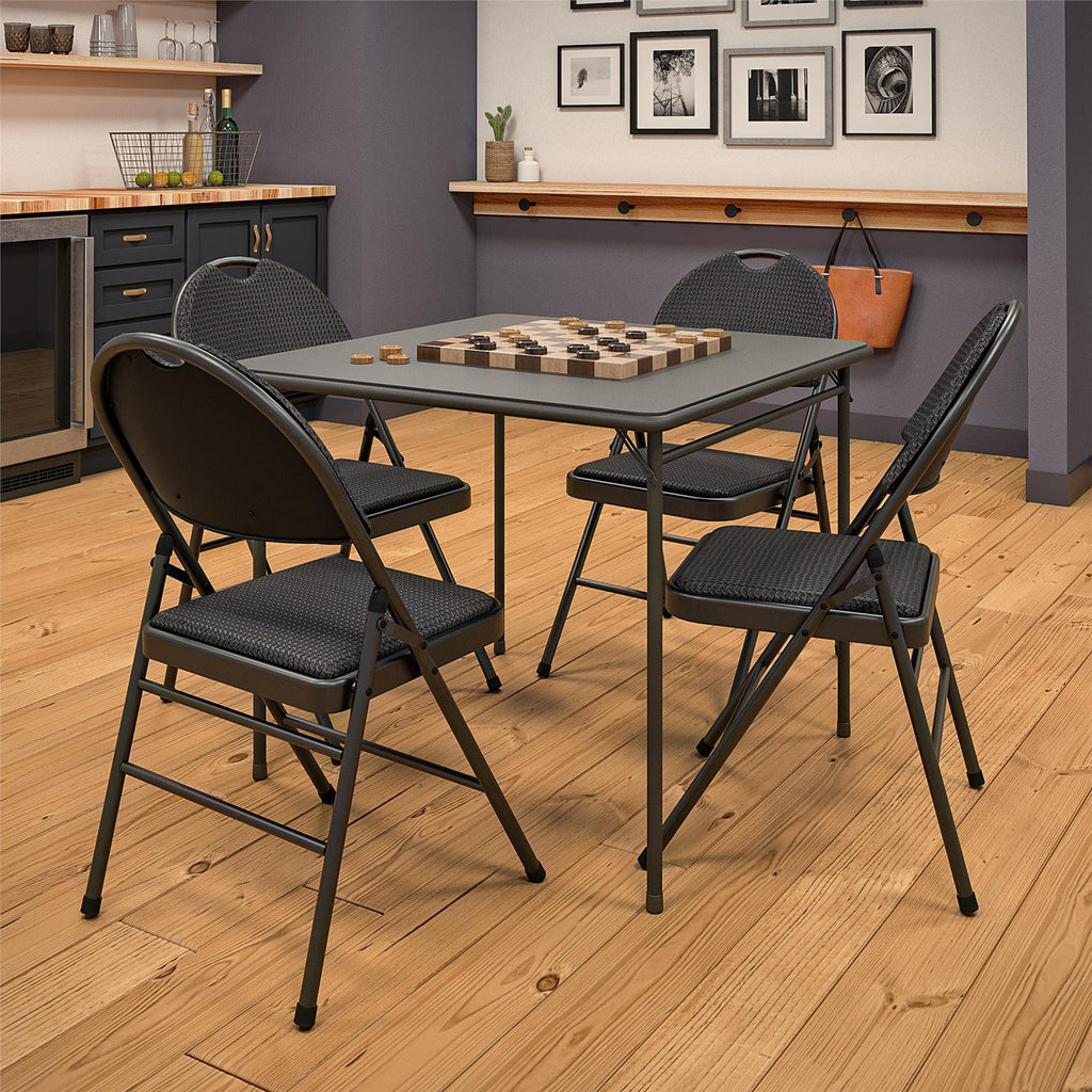 Cosco Commercial XL Folding Chair, Alloy Steel, Padded, Black, 4-Pack, 300 lb Weight Rating, Model 37976TMS4E
