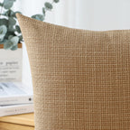 Otostar Pack Of 2 Throw Pillow Covers 16X16 Inch Linen Light Brown Pillowcases Farmhouse Decorative Solid Pillow Covers 40X40 Cm