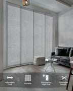 Godear Design Adjustable Vertical Blinds For Sliding Doors, Extendable Track From 45.8'' To 86'' W, Trimmable Panel Curtains Up