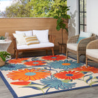 Nourison Aloha Outdoor Multicolor 10' X 14' Area Rug, Easy Cleaning, Non Shedding, Bed Room, Living Room, Dining Room, Deck, Backyard, Patio (10X14)
