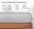 California Design Den Soft 100% Cotton Full Fitted Sheet Only, Deep Pocket, Durable Sateen, All-Around Elastic, Head/Foot Side Indicators, Fitted Sheet (Light Grey)