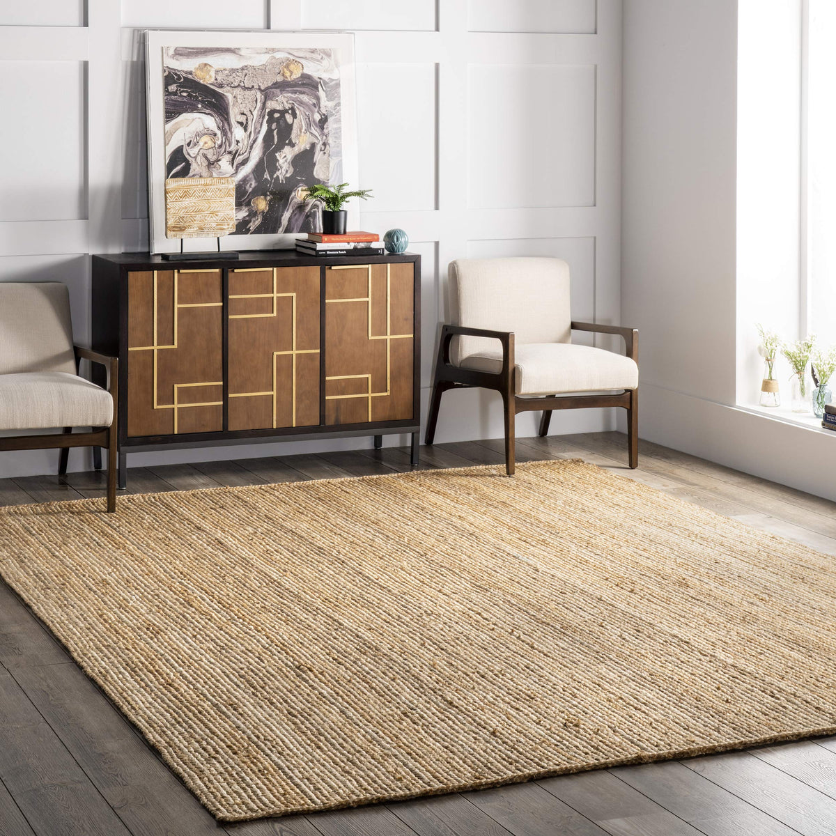 Nuloom Rigo Natural Solid Flatweave Area Rug, 3 X 5