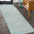 JONATHAN Y MOH207D-28 Khalil Modern Berber Stripe Turquoise/Cream 2 ft. x 8 ft. Runner Rug, Contemporary, Modern, Bohemian for H