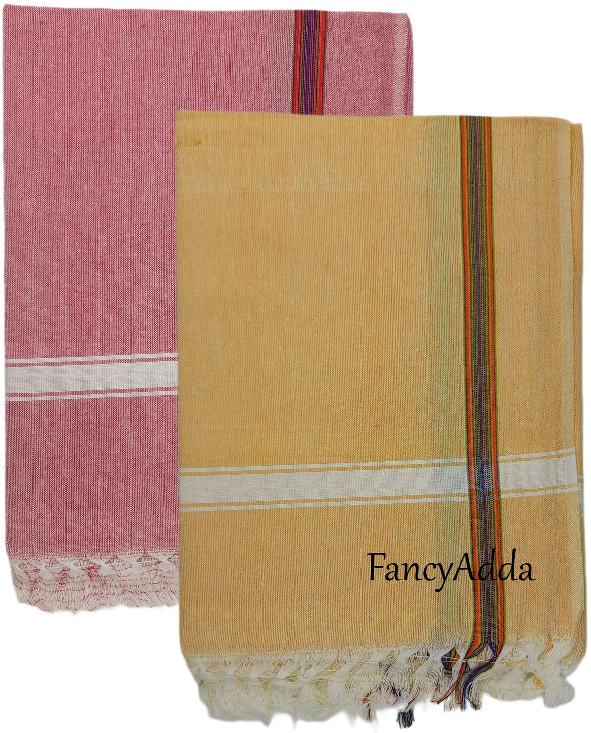 Fancyadda 100% Cotton Bath Towel Set (Extra Large, 2 Pieces, 175x84 cm) (Pink || Sandal)