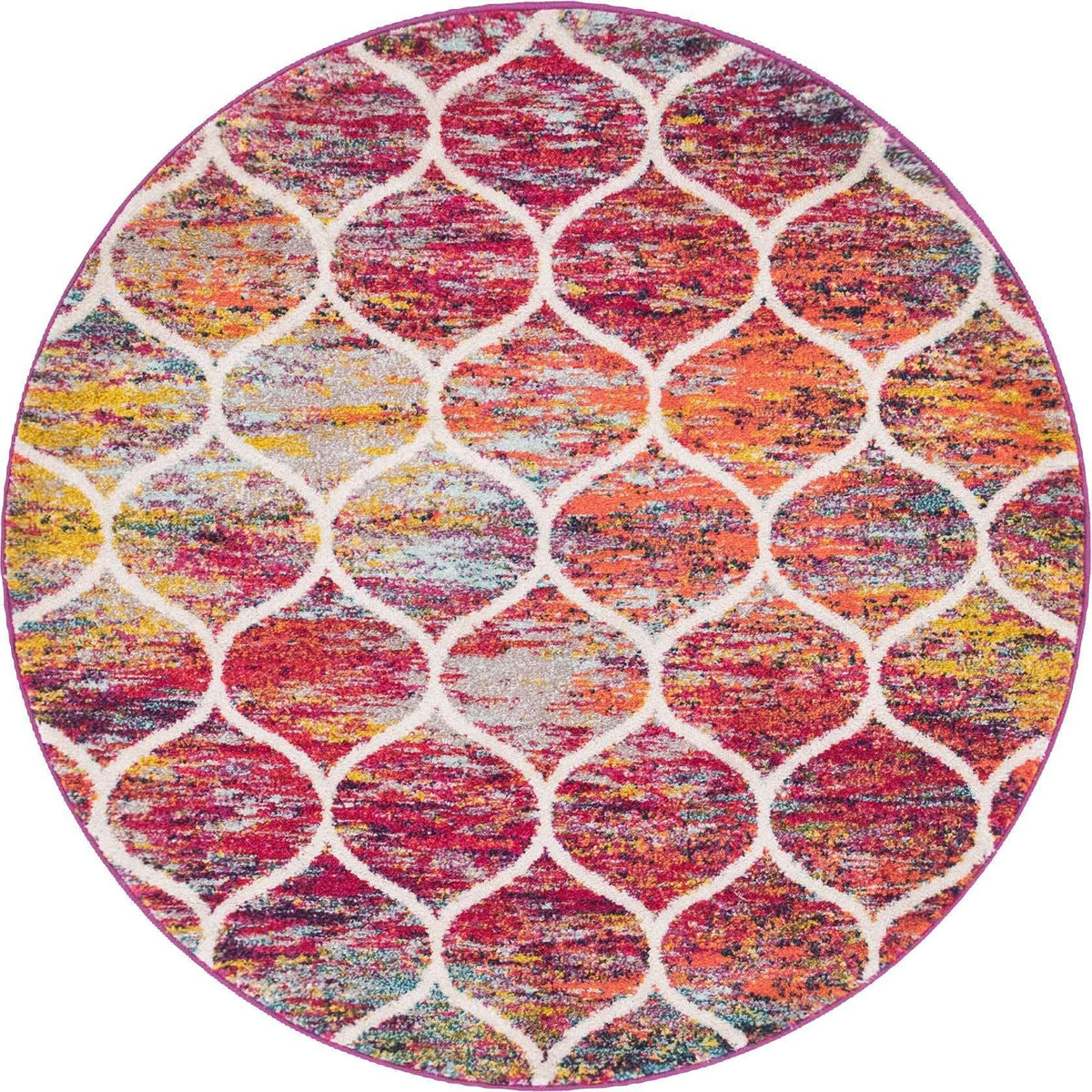 Unique Loom Trellis Frieze Collection Area Rug - Rounded (5 Round, Multi/ Black)