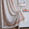 MYSKY HOME Boho Curtains for Living Room Linen Semi Sheer Floral Curtains & Drapes 84 inches Length 2 Panels Set Farmhouse Room 