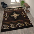 Flash Furniture Mohave Traditional Southwestern Style Area Rug - Rustic Chocolate Accent Rug - 8' X 10' - Olefin Fibers With Jute Backing