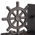 Danya B. Zi08303 Nautical/Coastal Home Decor - 2-Piece Metal Bookend Set With Anchor And Captain'S Wheel