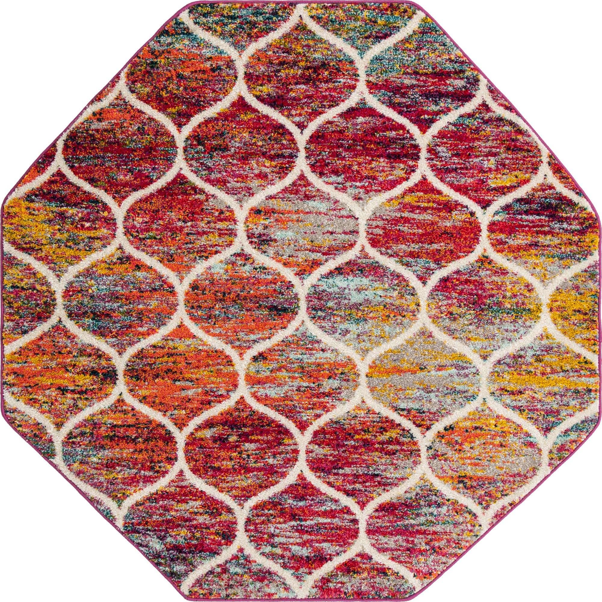 Unique Loom Trellis Frieze Collection Area Rug - Rounded (5' Octagon, Multi/ Black)