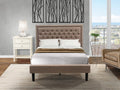 East West Furniture KD16F-1VL0C 2 Piece Wood Bedroom Set-1 Full Bed Dark Khaki Linen Fabric Padded and Button Tufted Headboard with 1 Night Stands-Wire Brushed Butter Cream Finish Nightstand