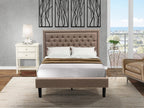 East West Furniture KD16F-1VL0C 2 Piece Wood Bedroom Set-1 Full Bed Dark Khaki Linen Fabric Padded and Button Tufted Headboard with 1 Night Stands-Wire Brushed Butter Cream Finish Nightstand