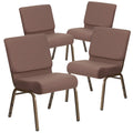 4 Pk. 21 Extra Wide Brown Dot Fabric Stacking Church Chair - Gold Vein Frame