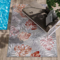 Camilson Indoor/Outdoor Rug, Multi 5X7 Leaf Tropical Botanical Area Rugs For Indoor And Outdoor Patios, Easy-Cleaning Non-Sheddi