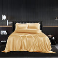 Hommxjf 5Pcs Gold Satin Sheets King Size Sheets Silky Comforter Bedding Sheets With 1 Satin Flat Sheet,1Deep Pocket Fitted Sheet