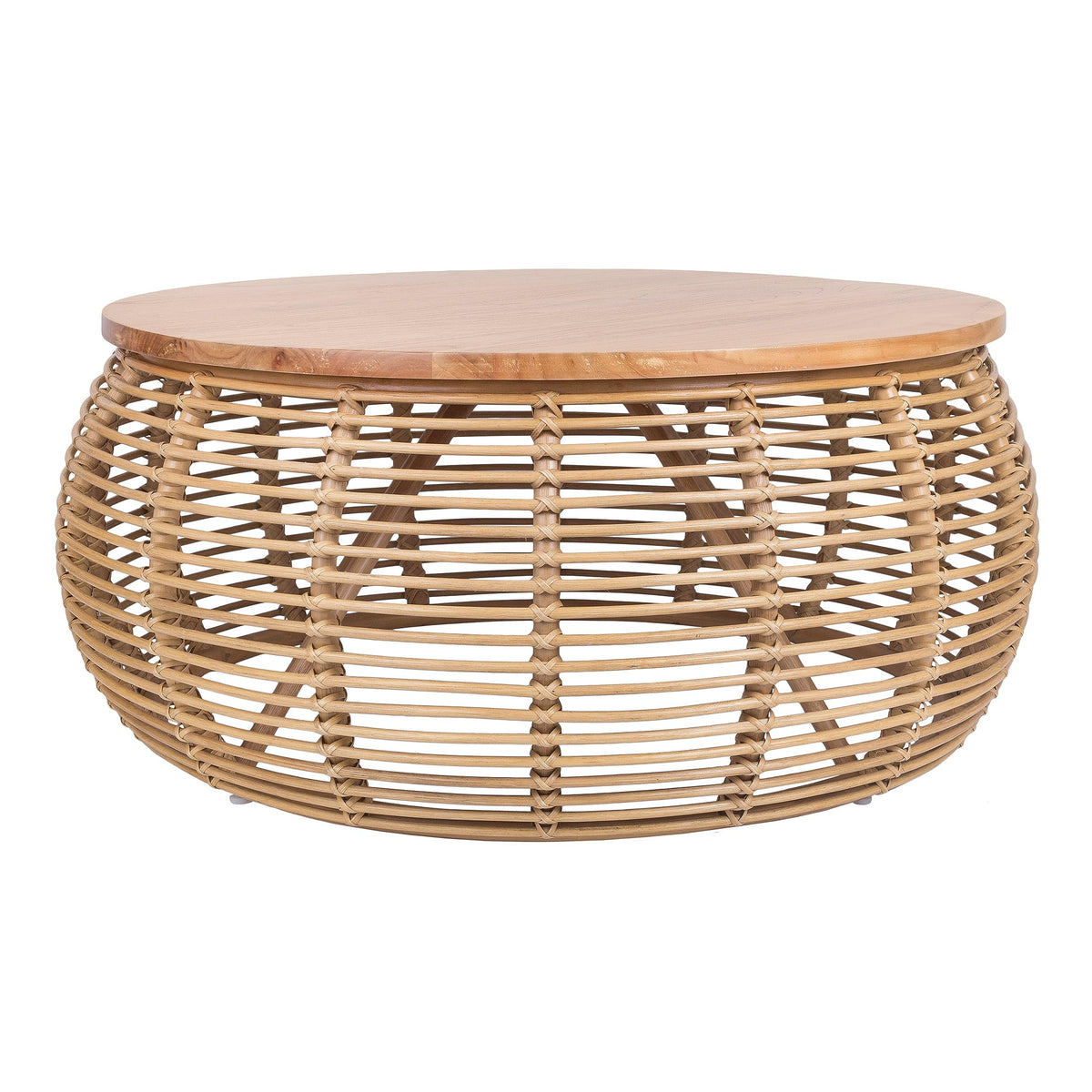 Npd Furniture And More Iris Rattan Round Coffee Table, Honey Brown