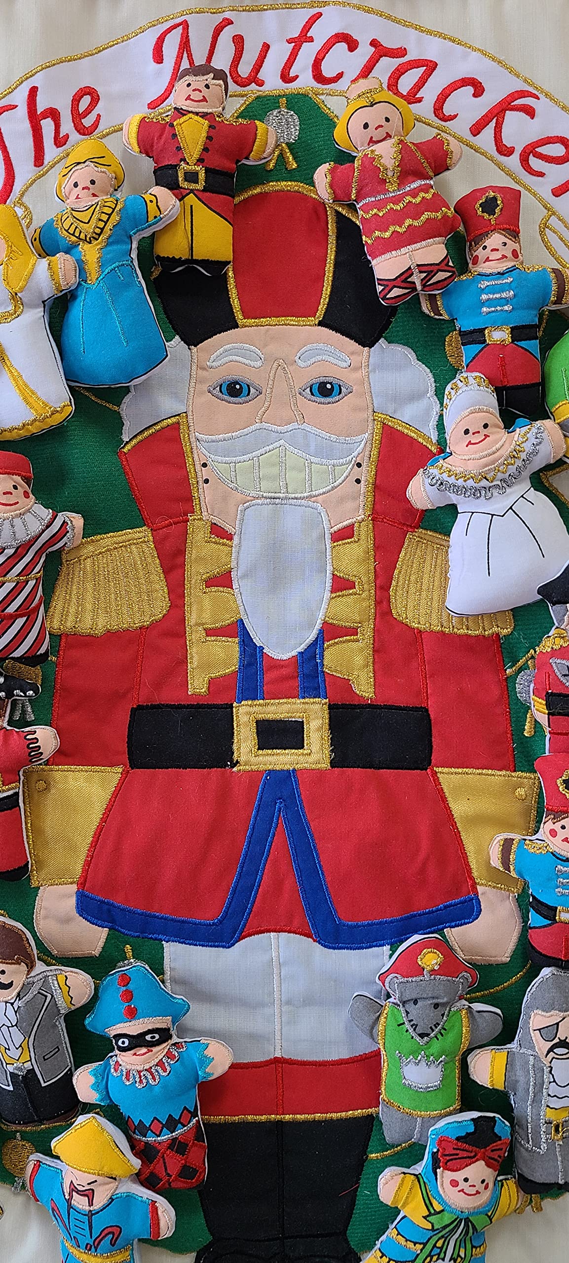 Pockets of Learning Nutcracker Advent Calendar | Interactive Fabric Wall Hanging | Cream, Red, Green Holiday Décor