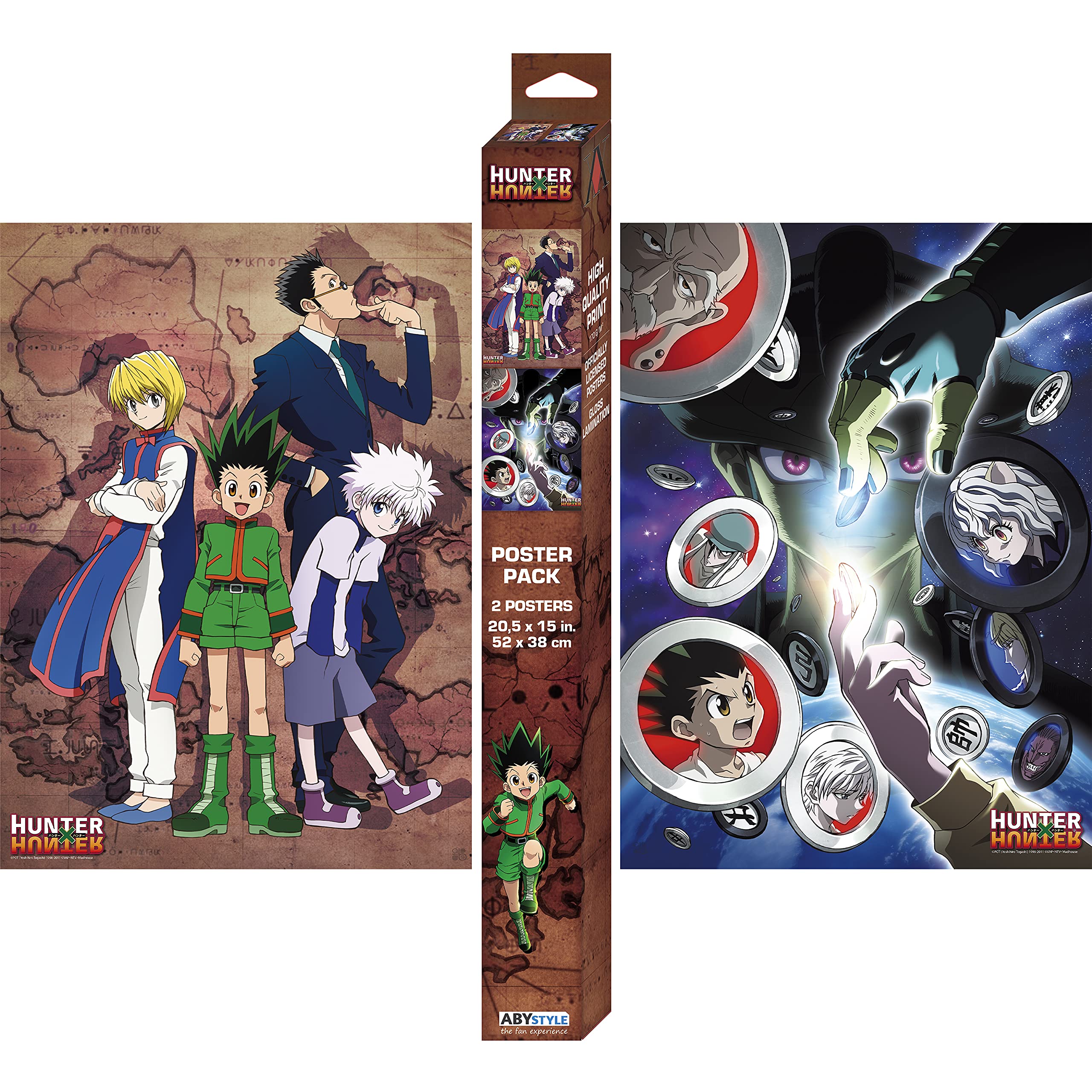 ABYSTYLE Hunter X Hunter Boxed Poster Set Includes 2 Unframed Mini Posters 15 x 20.5 featuring Gon, Killua, Leorio, Kurapika, Me
