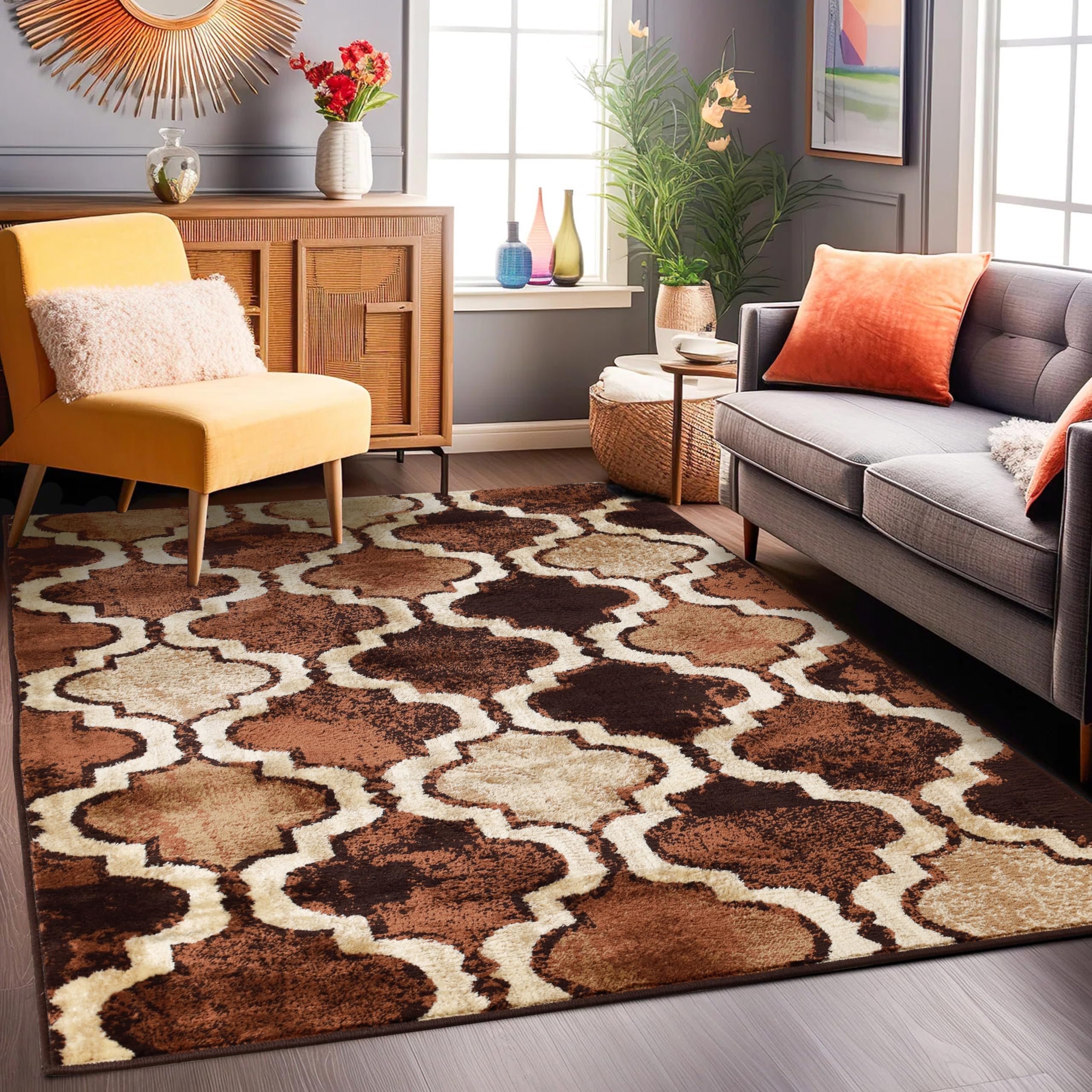 SUPERIOR Indoor Large Area Rug for Kitchen, Bedroom, Living Room, Entryway, Hallway with Jute Backing, Perfect for Hardwood Floo