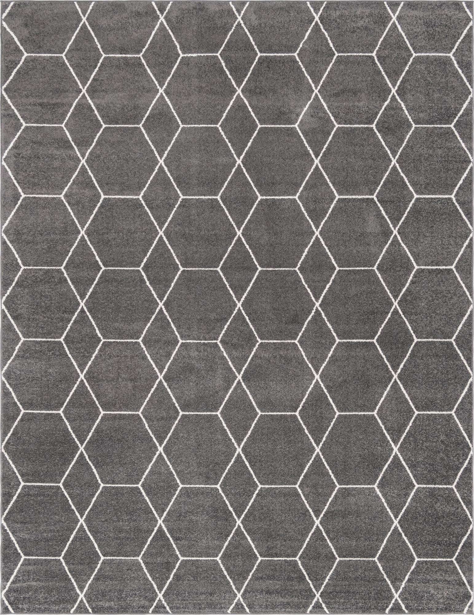 Unique Loom Trellis Frieze Collection Area Rug - Geometric (10 x 13, Dark Gray/ Ivory)