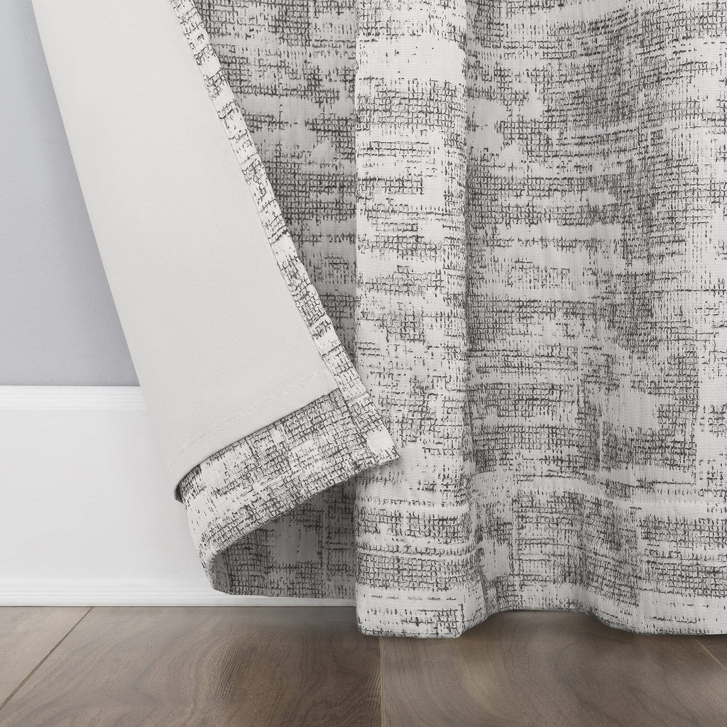 Sun Zero Parrish Distressed Grid Thermal Extreme Total Blackout Grommet Curtain Panel, 40'' X 84'', Grey