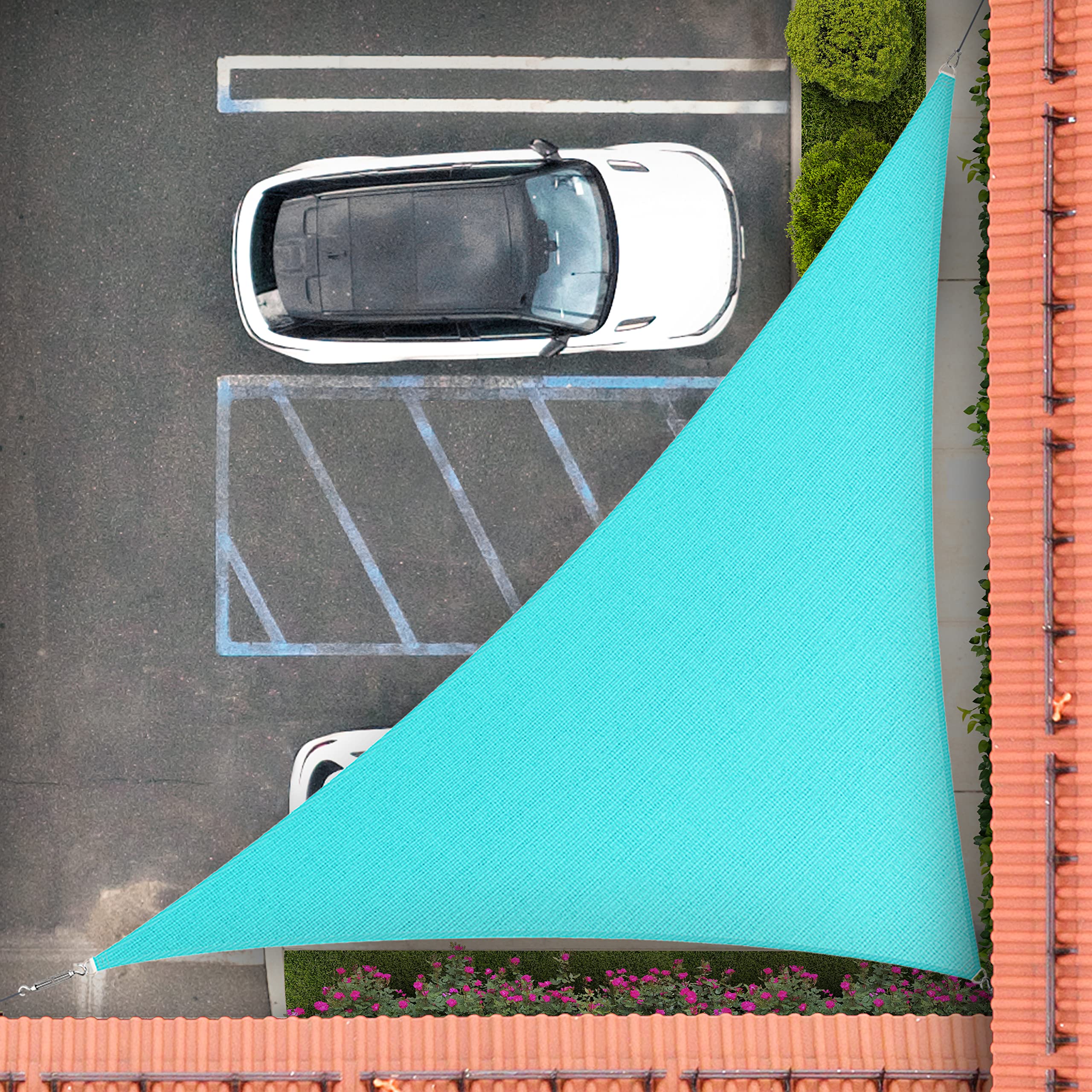 Royal Shade 7' X 12' X 13.9' Turquoise Triangle Sun Shade Sail Order To Make Rstaprt10, Upf50+ 95% Uv Blockage, 200Gsm Commercia