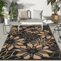 Genimo Outdoor Rug Waterproof For Patios Clearance, 5' X 8' Reversible Plastic Straw Floral Camping Carpet, Large Area Rugs Mats