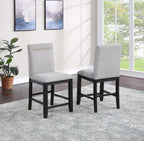 Steve Silver Furniture Yves 7PC Counter Table Set, 64-78" Table w/ 6 Yves Counter Chairs, Storage Pedestal Base, 3 Shelves, Dining Room, 64" L x 42" W x 36" H, Black, Gray