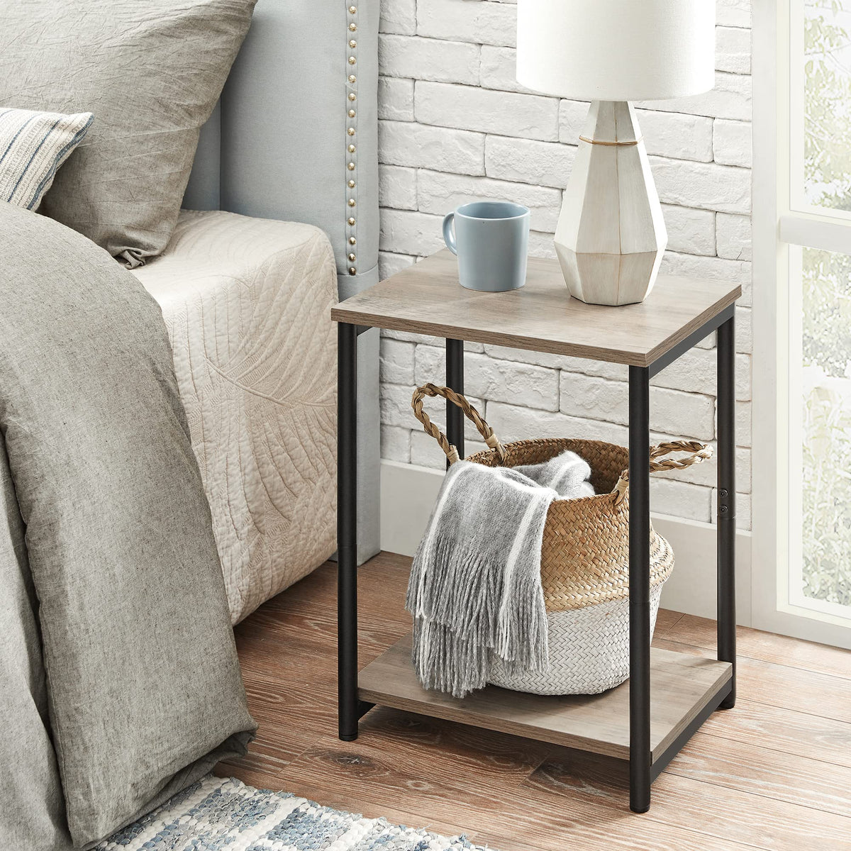 Vasagle Side Table, Small End Table, Nightstand For Living Room, Bedroom, Office, Bathroom, Greige And Black Ulet271B02