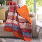 Exclusivo Mezcla Reversible Microfiber Boho Striped Pattern Quilted Throw Blanket for Bed/Couch/Sofa, Soft and Lightweight (50''