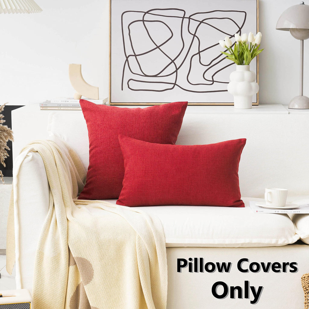 Home Brilliant Red Linen Throw Pillow Covers 18X18 Textured Blank Pillow Covers For Diy Soft Cushion Case Cover Sham For Sofa, 1