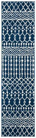 SAFAVIEH Tulum Collection Runner Rug - 2 x 9, Navy & Ivory, Moroccan Boho Distressed Design, Non-Shedding & Easy Care, Ideal f