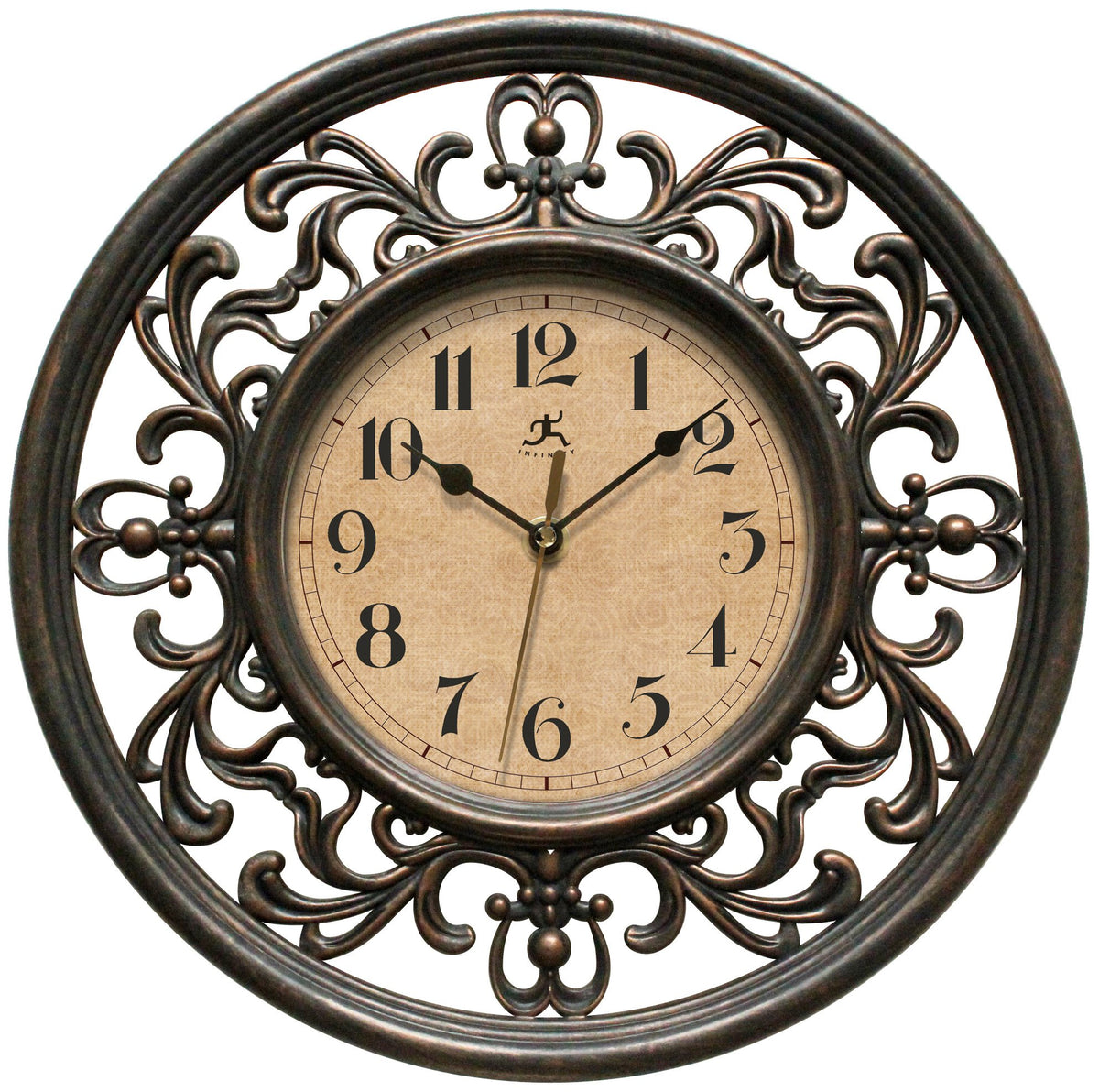 Infinity Instruments 12 inch Sofia Classic Traditional Indoor Round Non-Ticking Silent Battery Operated Easy to Read Wall Clock 