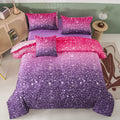 Perfemet Purple Comforter Set Full Size - 6Pcs Colorful Rainbow Girls Bedding Set - Sparkly Pastel Ombre Bed In A Bag - (1 Comfo