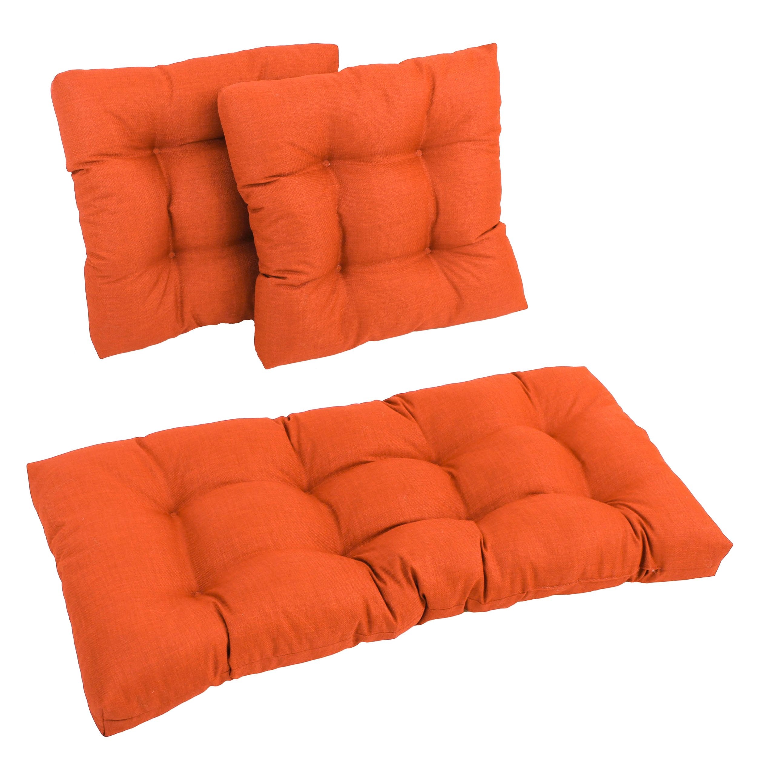 Blazing Needles Indoor/Outdoor Tufted Settee Cushion Set, Tangerine Dream 3 Count