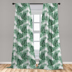 Ambesonne Leaf Window Curtains Pack Of 2, Palm Mango Banana Tree Leaves In Tropical Wild Savannah Island Jungle Image Art, Light