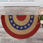 Ceenna Patriotic Half Round Doormat 4Th Of July Coir Door Mat Indoor Outdoor American Patriotic Star Doormat Red White Blue Rugs