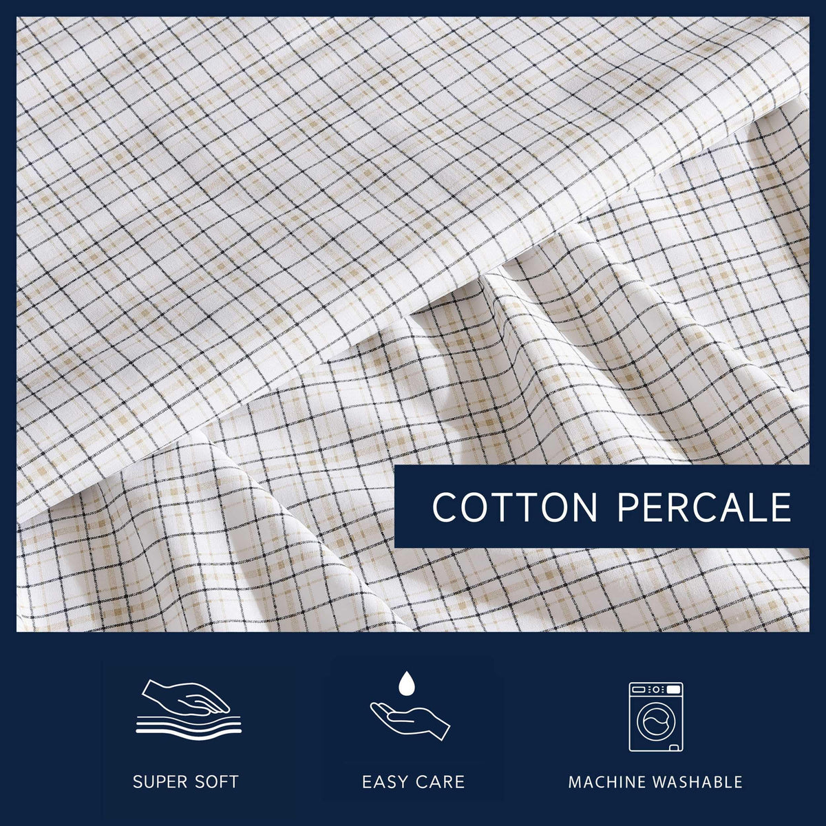 Nautica - Twin Sheets, Premium Cotton Percale Bedding Set, Plaid Home Decor, Oeko-Tex Certified (Malor Plaid Blue, Twin)