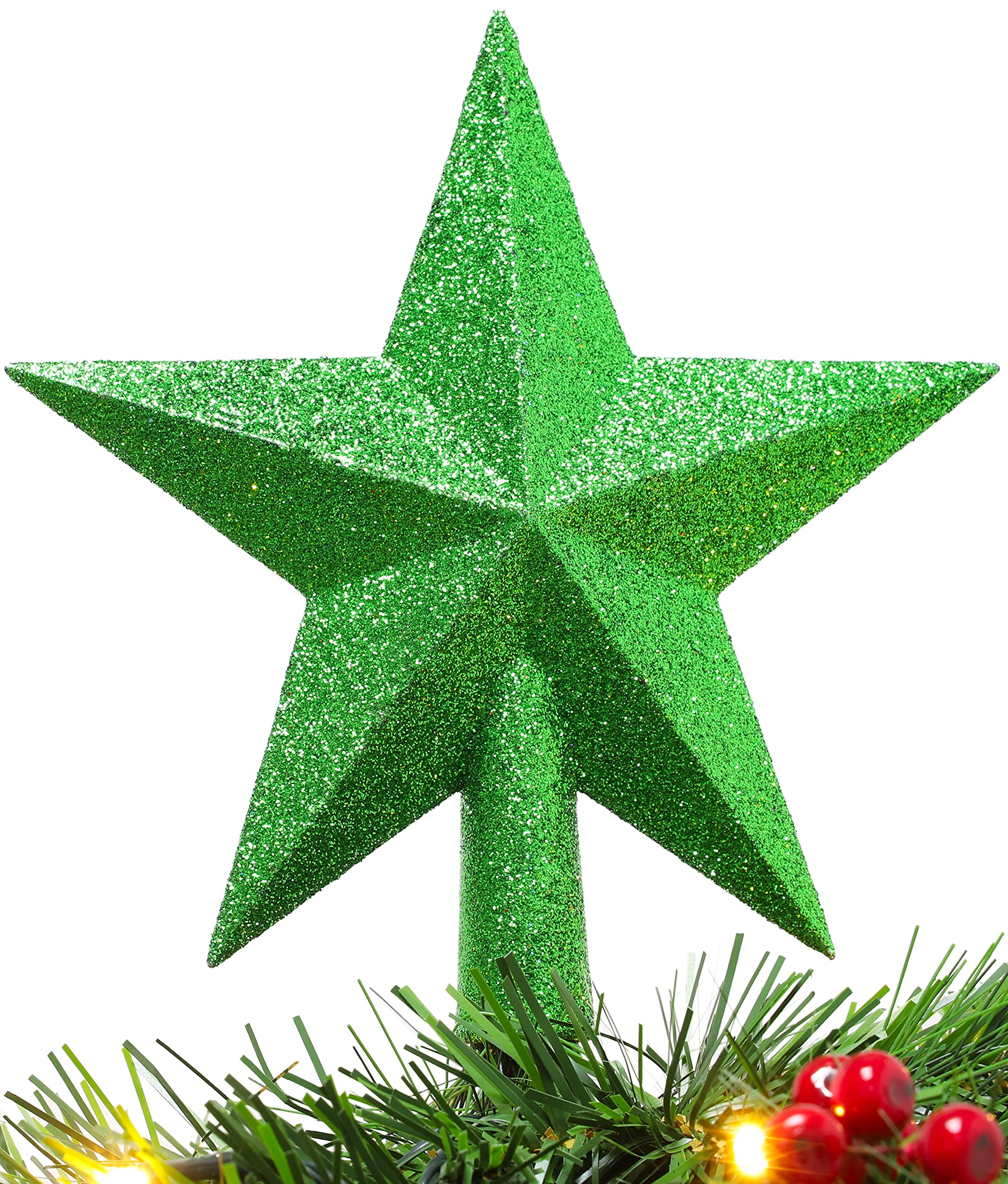 Christmas Concepts 20cm Glitter Tree Top Star Decoration - Christmas Tree Topper/Ornament (Emerald Green)