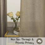 Donren Retro Linen Blend Back Tab Curtains 90 Inches Long,2 Panels Set For Living Room Hook Belt Loops Pocket Sack Draperies Light Filtering Semi Transparent Window Curtains For Bedroom,Taupe,52'Wide