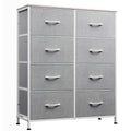 WLIVE Fabric Dresser for Bedroom, Tall Dresser with 8 Drawers, Storage Tower with Fabric Bins, Double Dresser, Chest of Drawers 